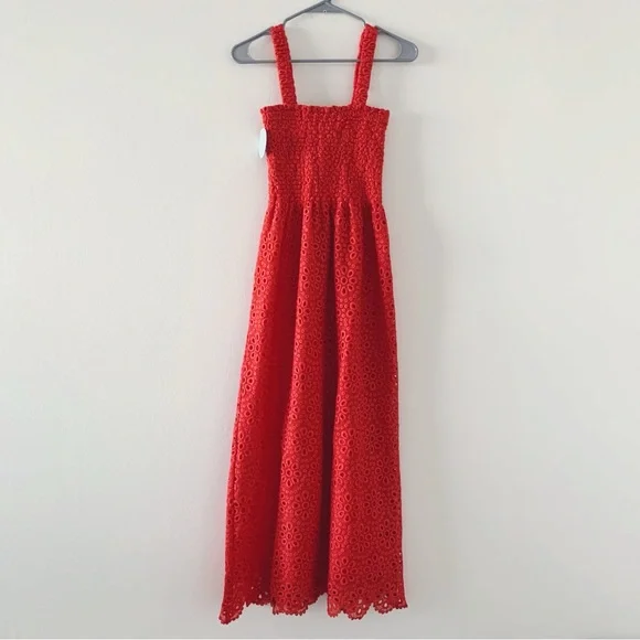 NWT Hill House The Anjuli Nap Dress Poppy Red Scallop Lace - Picture 5 of 11